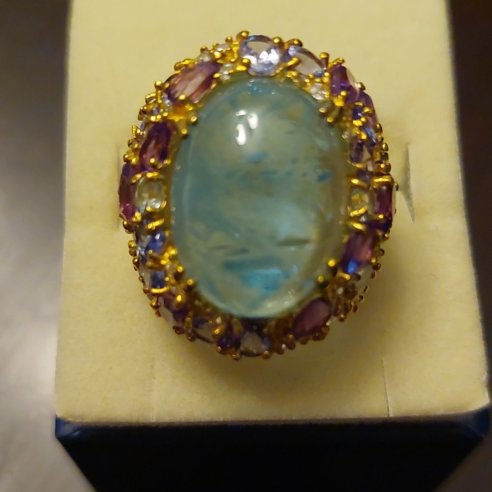 Stauer Gold-Tone Aquamarine & Amethyst Ring - Women